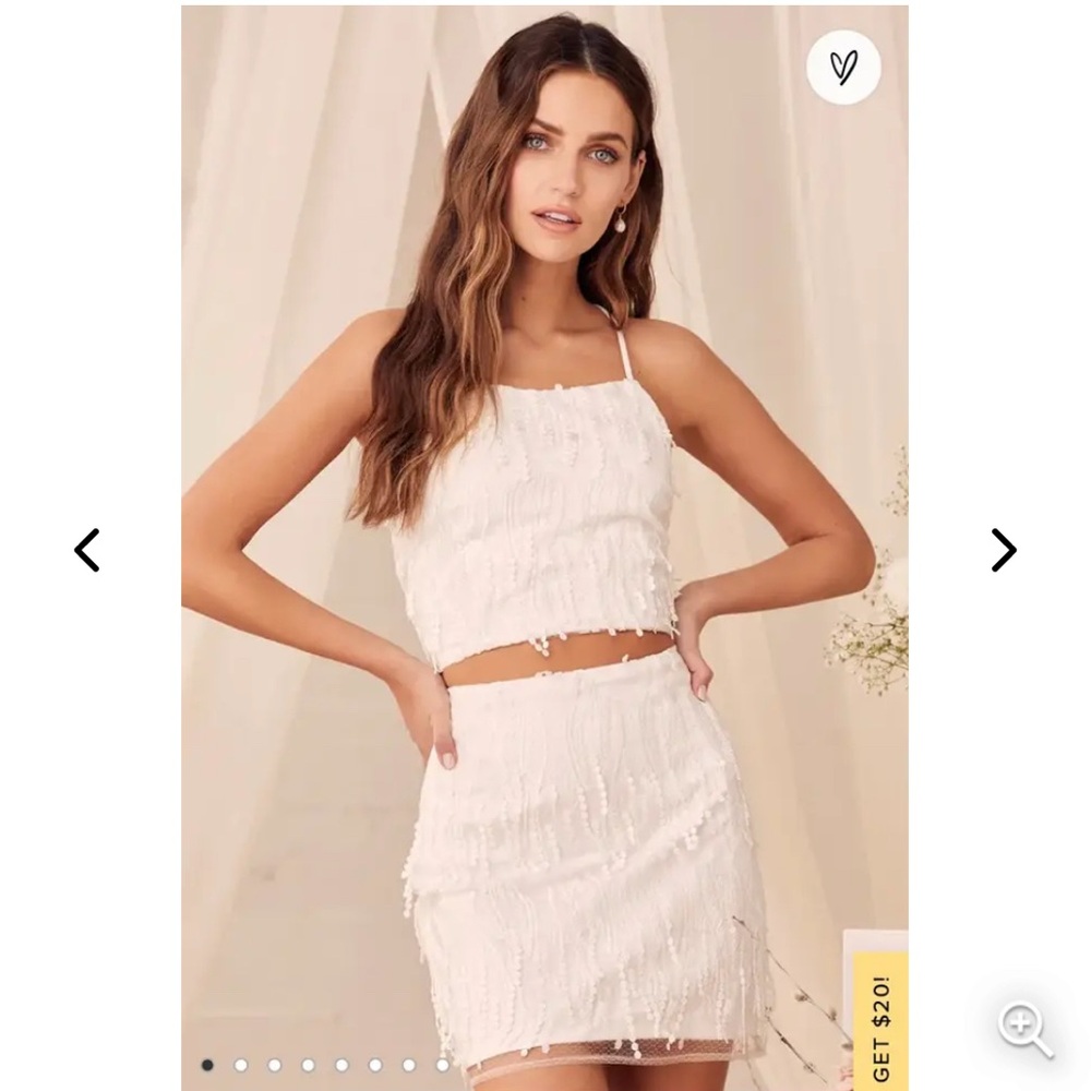 White Fringe Two-Piece Set